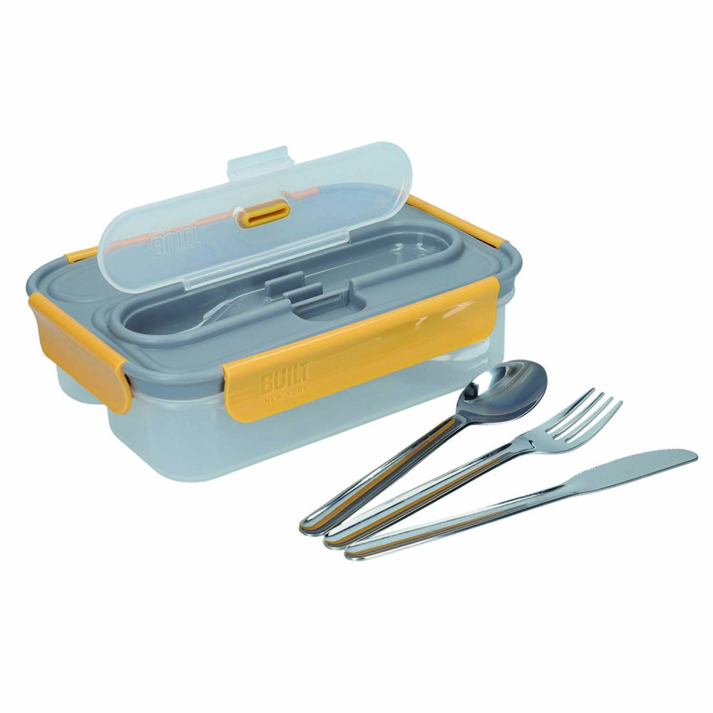 Ланч-бокс Built Stylist со столовыми приборами, трехзонный, 23,5 х 17 см, 1050 мл
