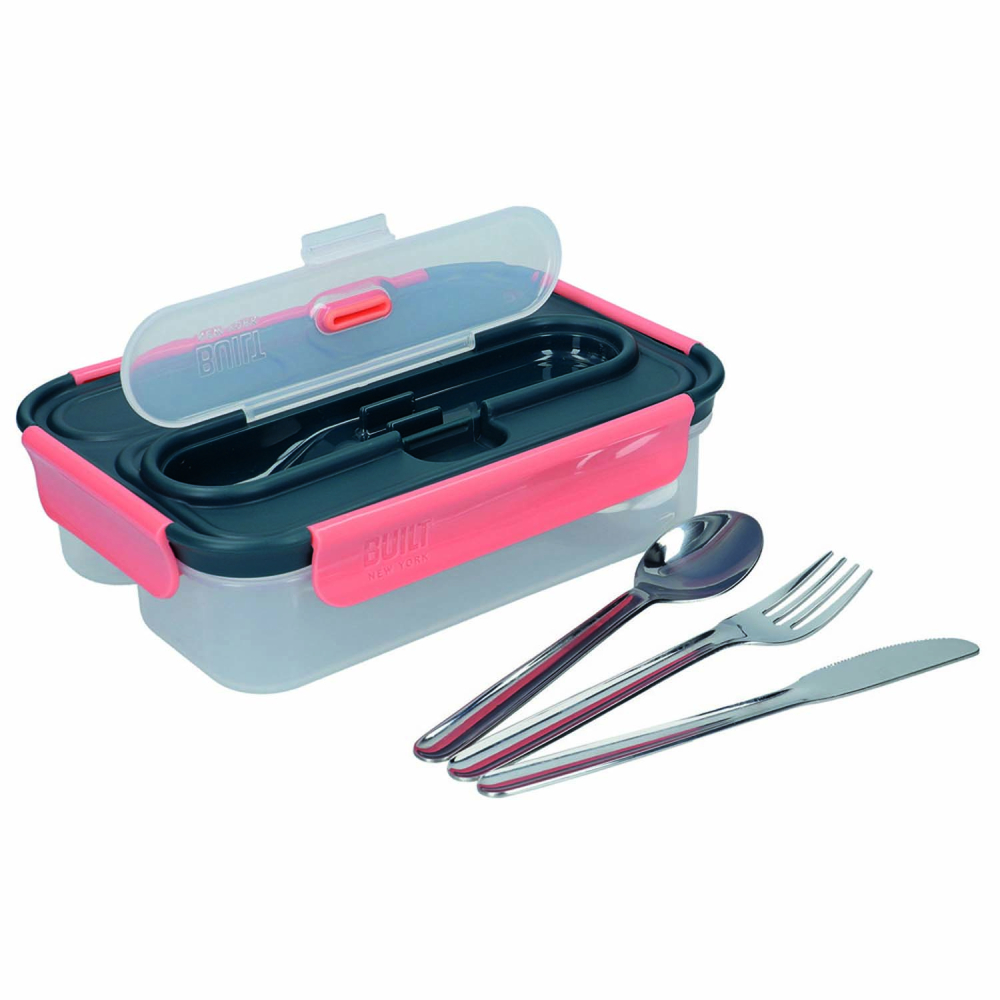 Ланч-бокс Built Tropic со столовыми приборами, трехзонный, 23,5 х 17 см, 1050 мл