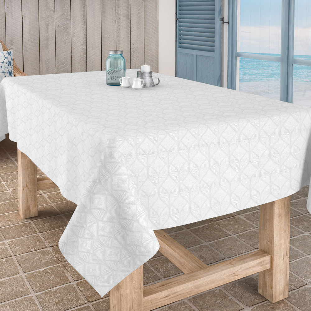Скатерть Aitana textil Manno Blanco в рулоне, жаккард, ширина 140 см