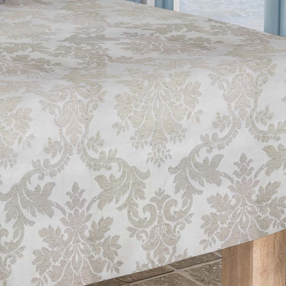 Скатерть Aitana textil Bury Silver в рулоне, жаккард люрекс, ширина 140 см