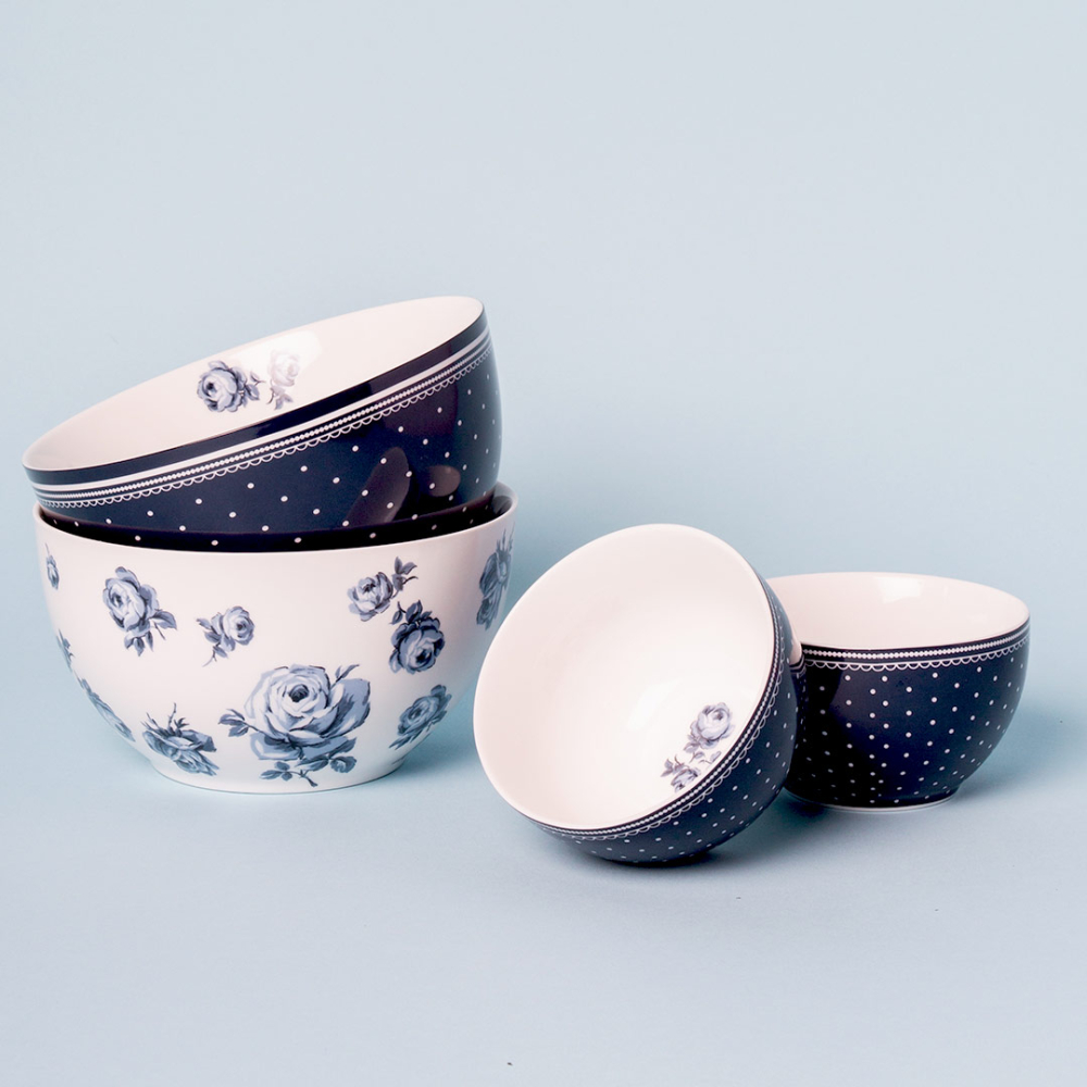 Миска для мюсли Katie Alice VINTAGE INDIGO White Floral, фарфор, диам. 15,5 см, h 8 см