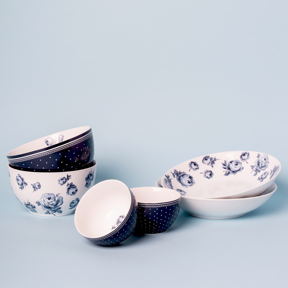 Миска для мюсли Katie Alice VINTAGE INDIGO White Floral, фарфор, диам. 15,5 см, h 8 см