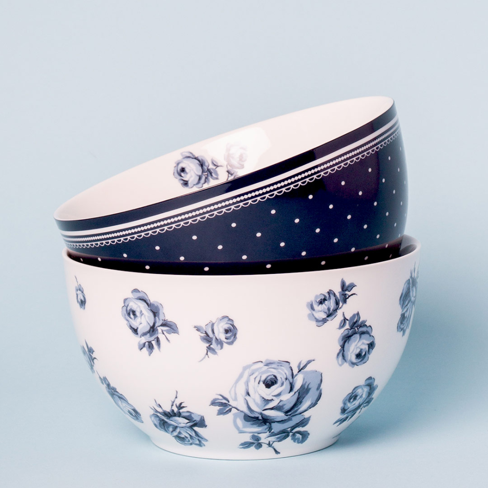 Миска для мюсли Katie Alice VINTAGE INDIGO Gingham, фарфор, диам. 15,5 см, h 8 см