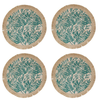 Набор плейсматов Creative Tops Green Leaf, джут, диам. 41 см, 4 пр.