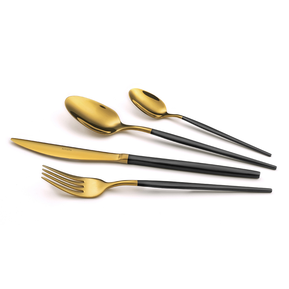Набор столовых приборов Amefa SOPRANO BLACK/GOLD, 16 пр.
