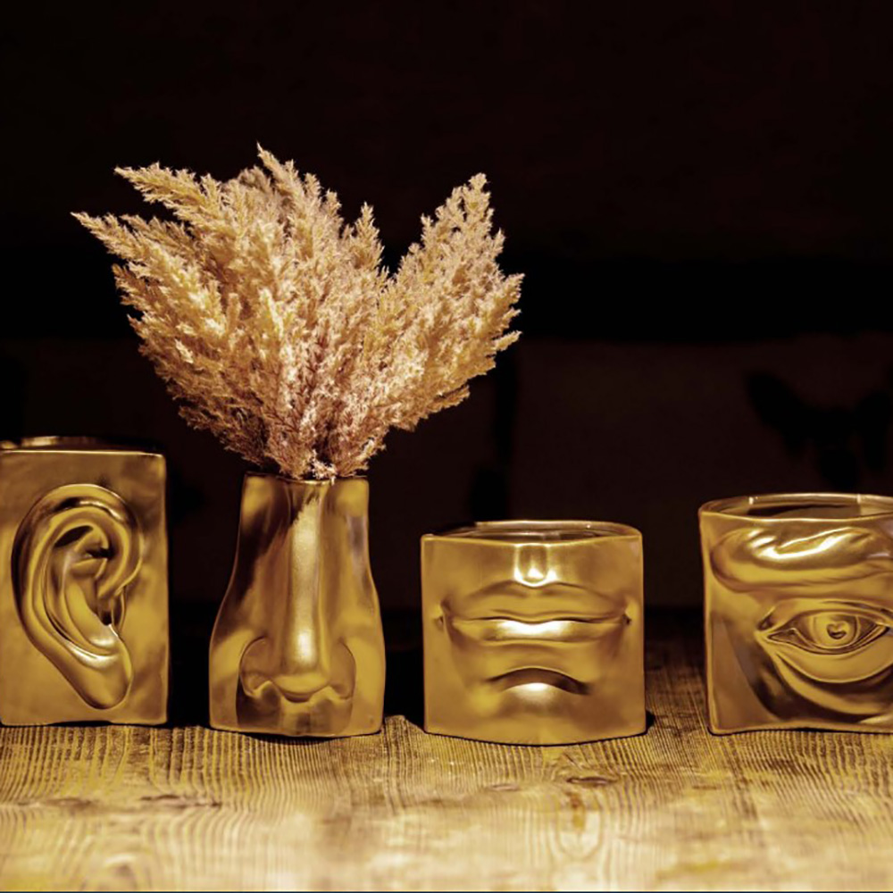 Ваза Rituali Domestici AUGUSTO MOUTH GOLD, керамика, 11 х 9 х 10 см