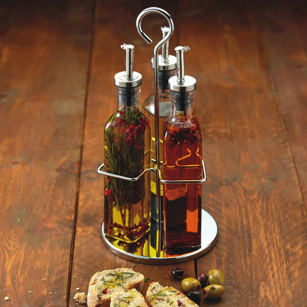 Набір для олії та оцту на підставці Kitchen Craft WORLD OF FLAVOURS, 270 мл, 4 пр.