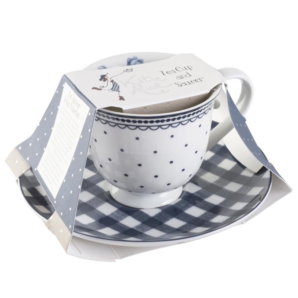 Чашка для чая CreativeTops VINTAGE INDIGO Spot, с блюдцем, фарфор, 200 мл