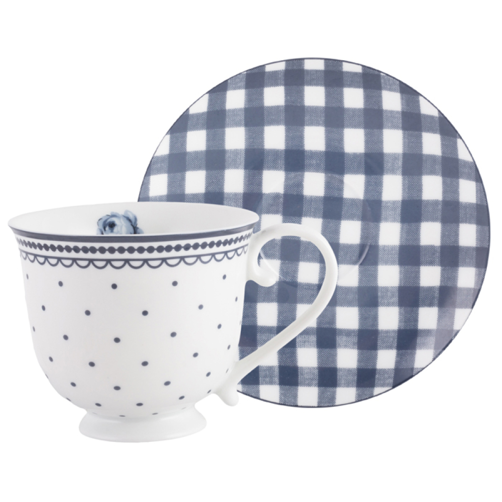 Чашка для чая CreativeTops VINTAGE INDIGO Spot, с блюдцем, фарфор, 200 мл