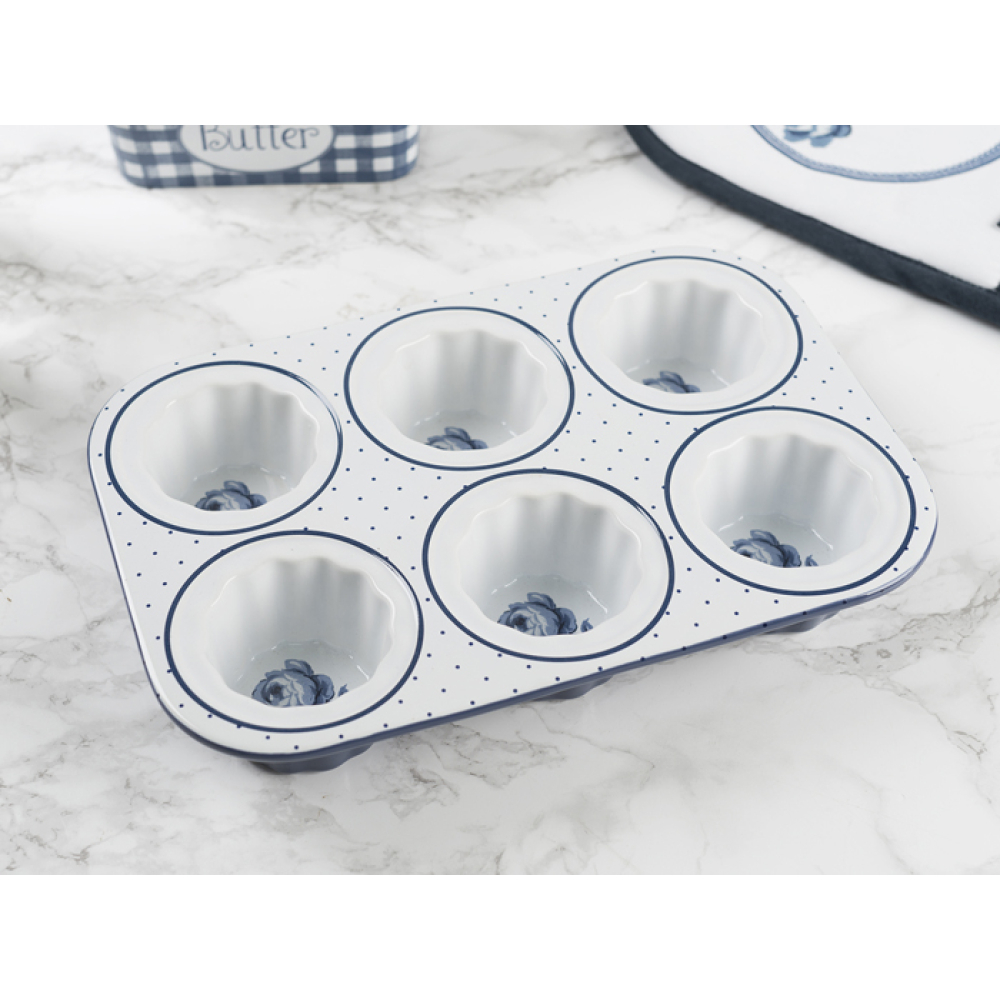 Форма керамическая для запекания маффинов CreativeTops VINTAGE INDIGO, 28,5 х 19 х 4,5 см