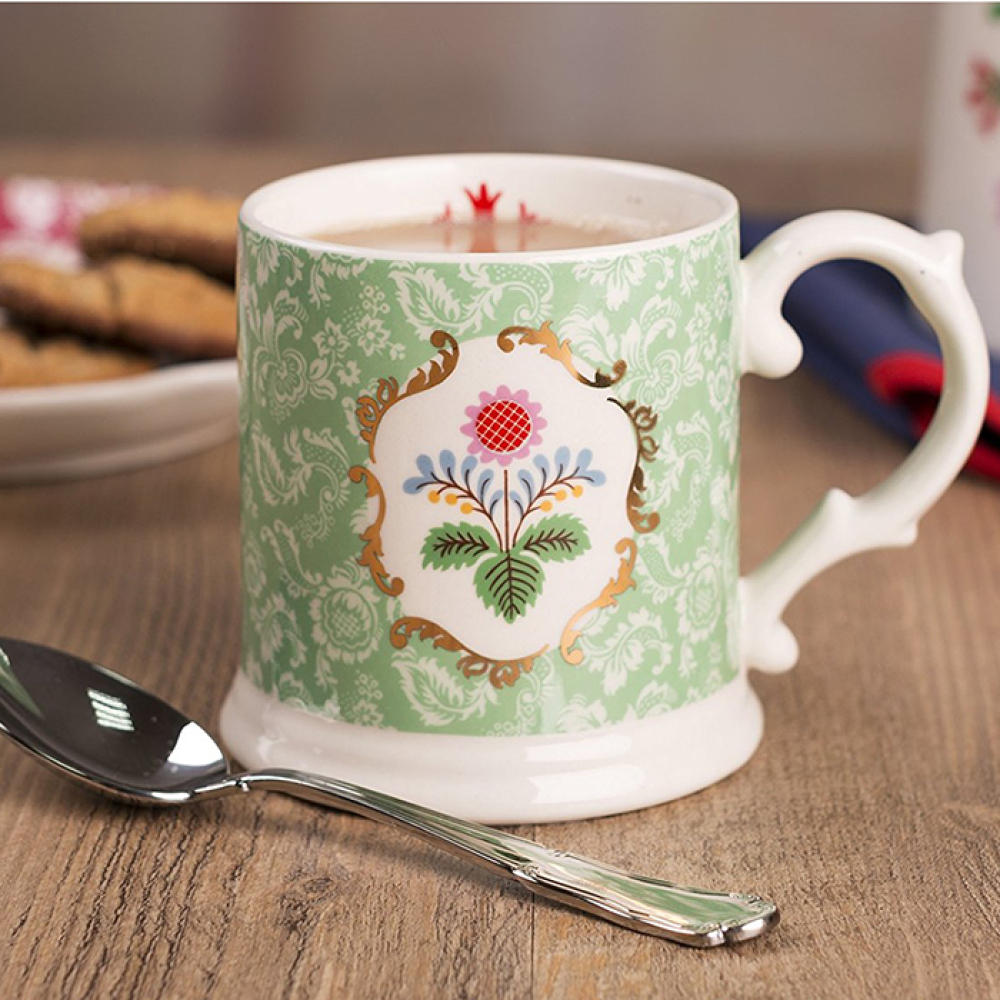 Кружка CreativeTops FESTIVAL FOLK, зеленая, керамика, 320 мл