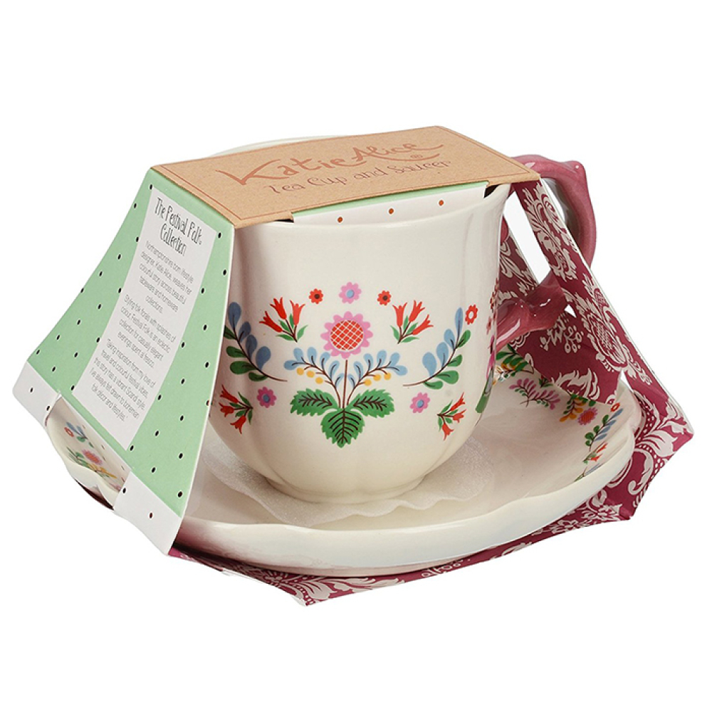 Чашка із блюдцем CreativeTops FESTIVAL FOLK, кераміка, 250 мл