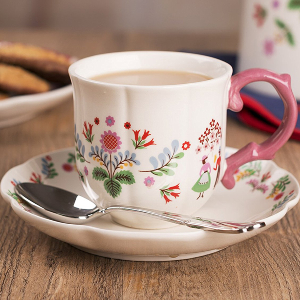 Чашка із блюдцем CreativeTops FESTIVAL FOLK, кераміка, 250 мл