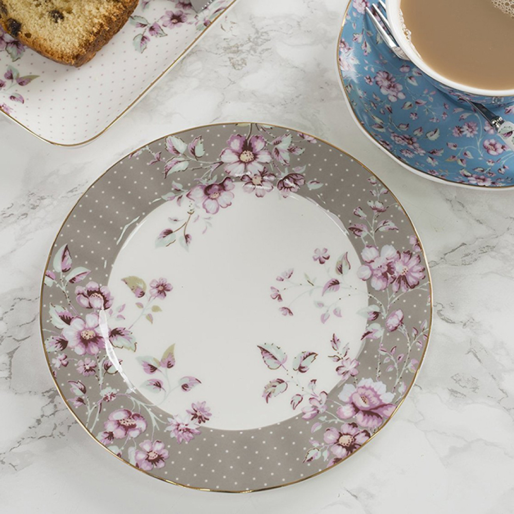 Тарелка десертная CreativeTops DITSY FLORAL серая, фарфор, диам. 19 см