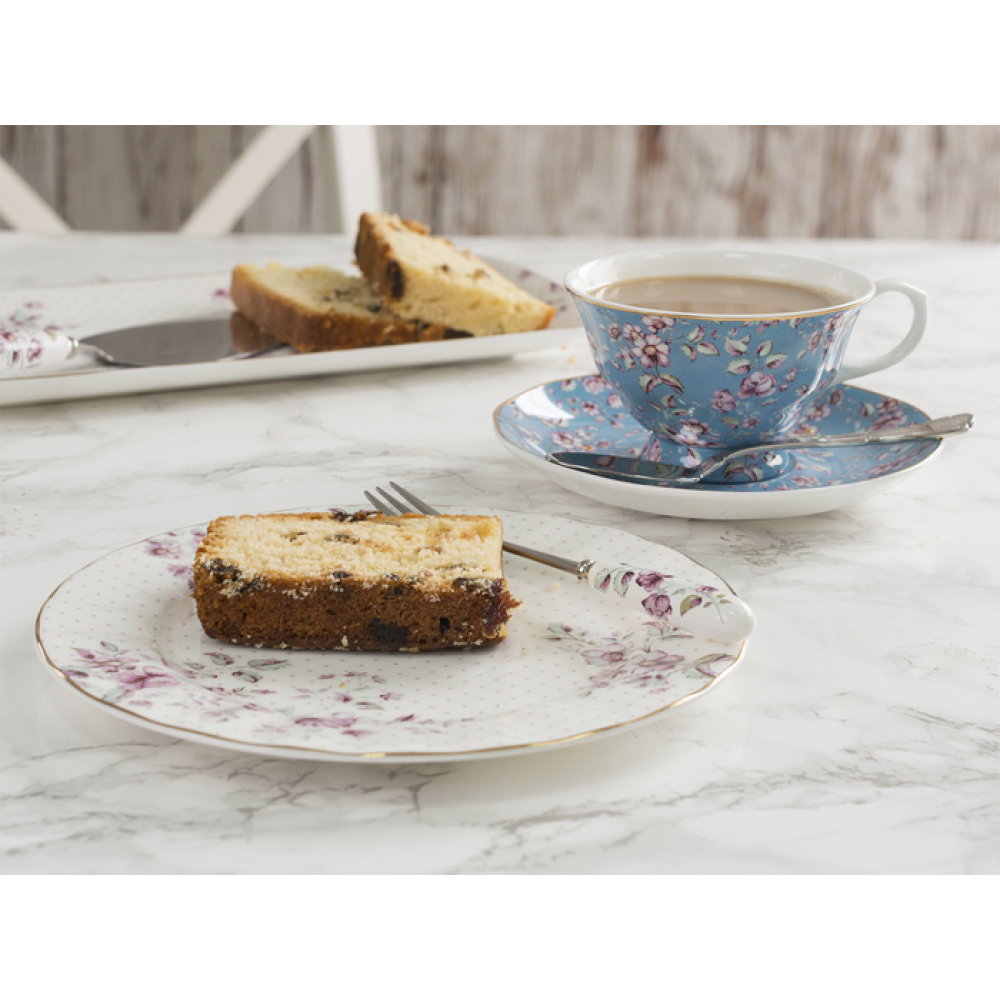 Набор для десерта CreativeTops DITSY FLORAL Teal: чашка с блюдцем, десертная тарелка, фарфор