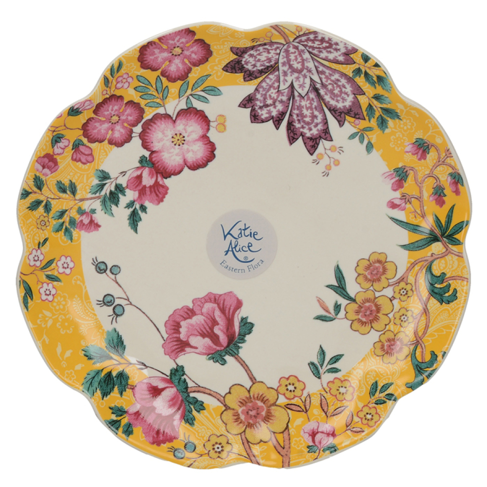 Тарелка для канапе CreativeTops EASTERN FLORA желтая, керамика, диам. 17 см