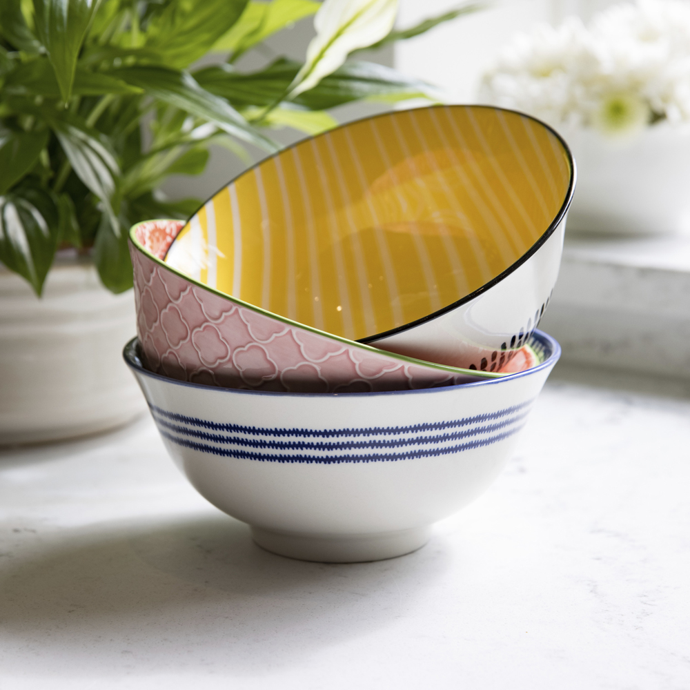 Миска Kitchen Craft YELLOW STRIPE, керамика, диам. 16 см, 500 мл