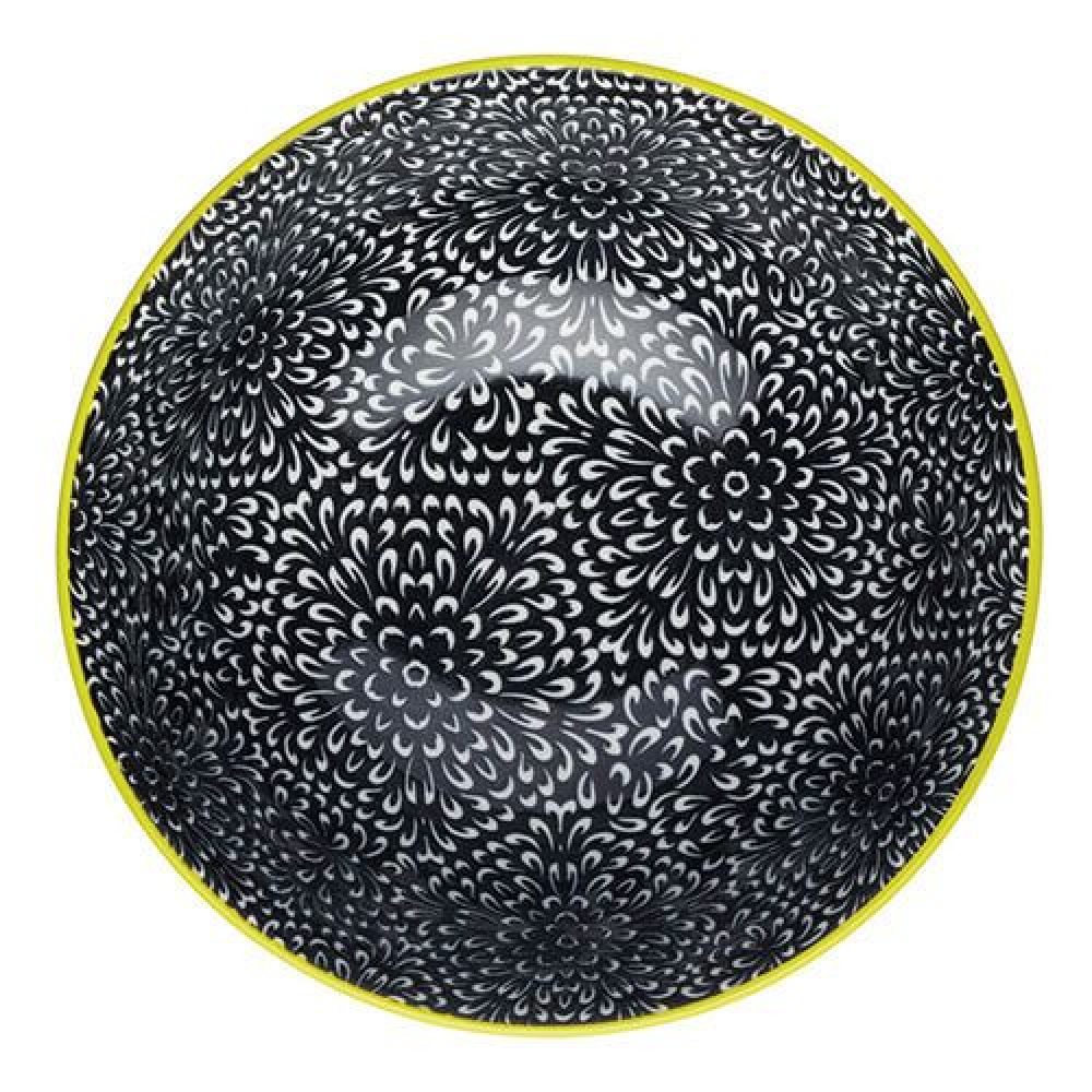 Миска Kitchen Craft BLACK FLORAL, керамика, диам. 16 см, 500 мл