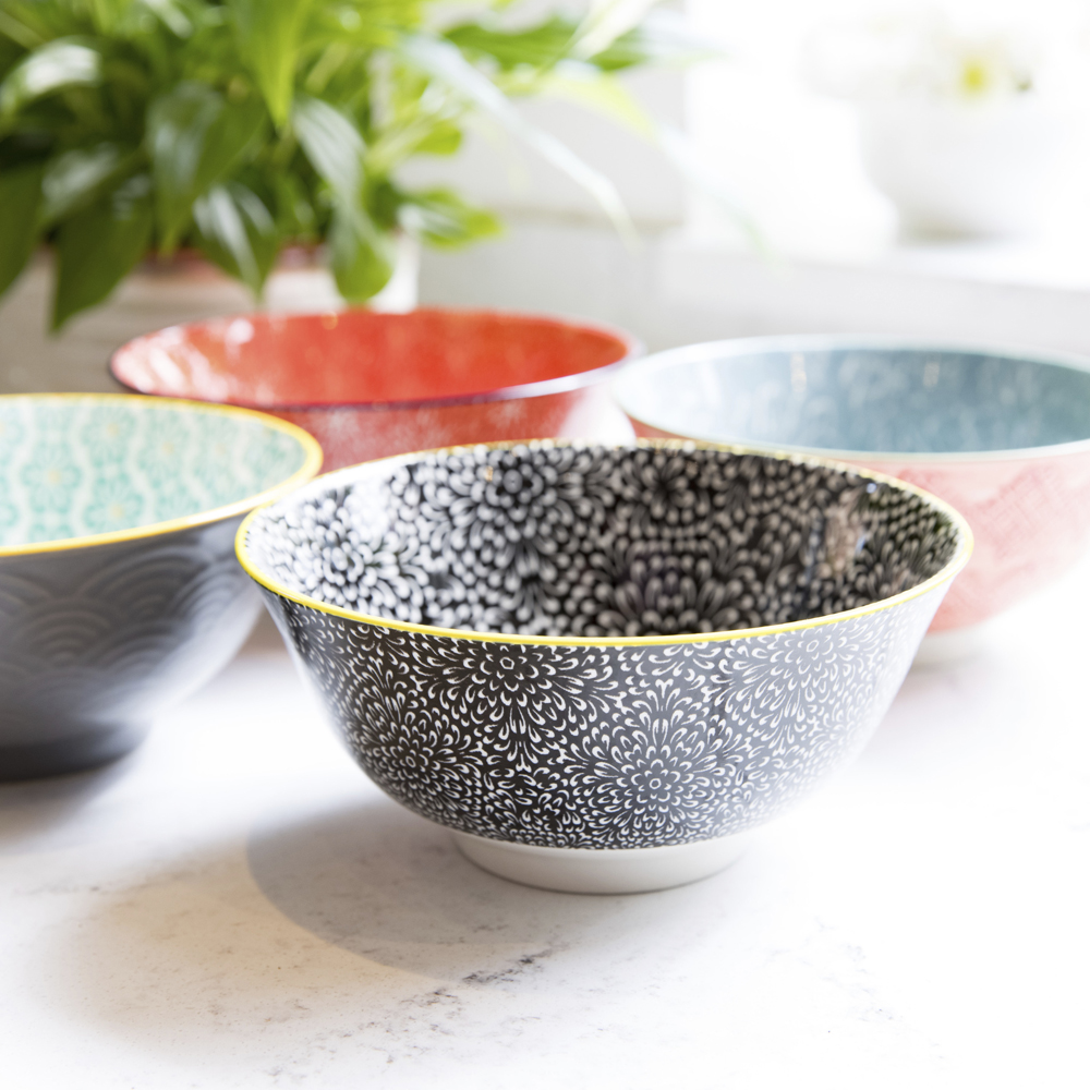 Миска Kitchen Craft BLACK FLORAL, керамика, диам. 16 см, 500 мл