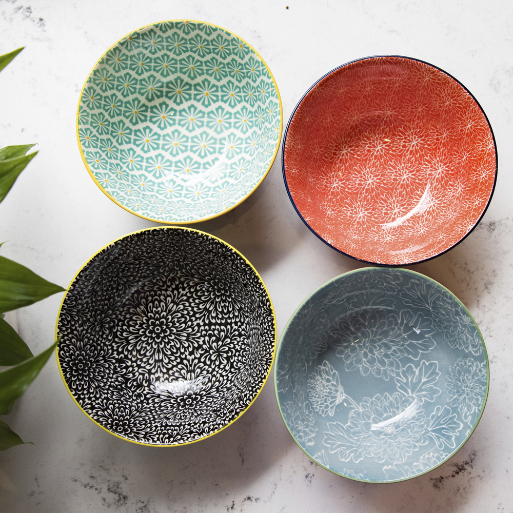 Миска Kitchen Craft BLACK FLORAL, керамика, диам. 16 см, 500 мл