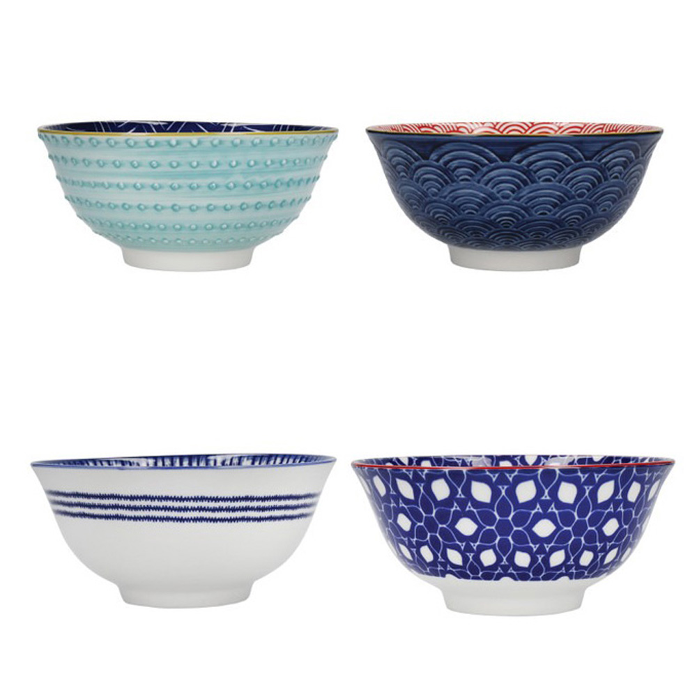 Набор мисок Kiychen Craft Red and Blue Hues, керамика, диам. 15,5 см, 4 шт.