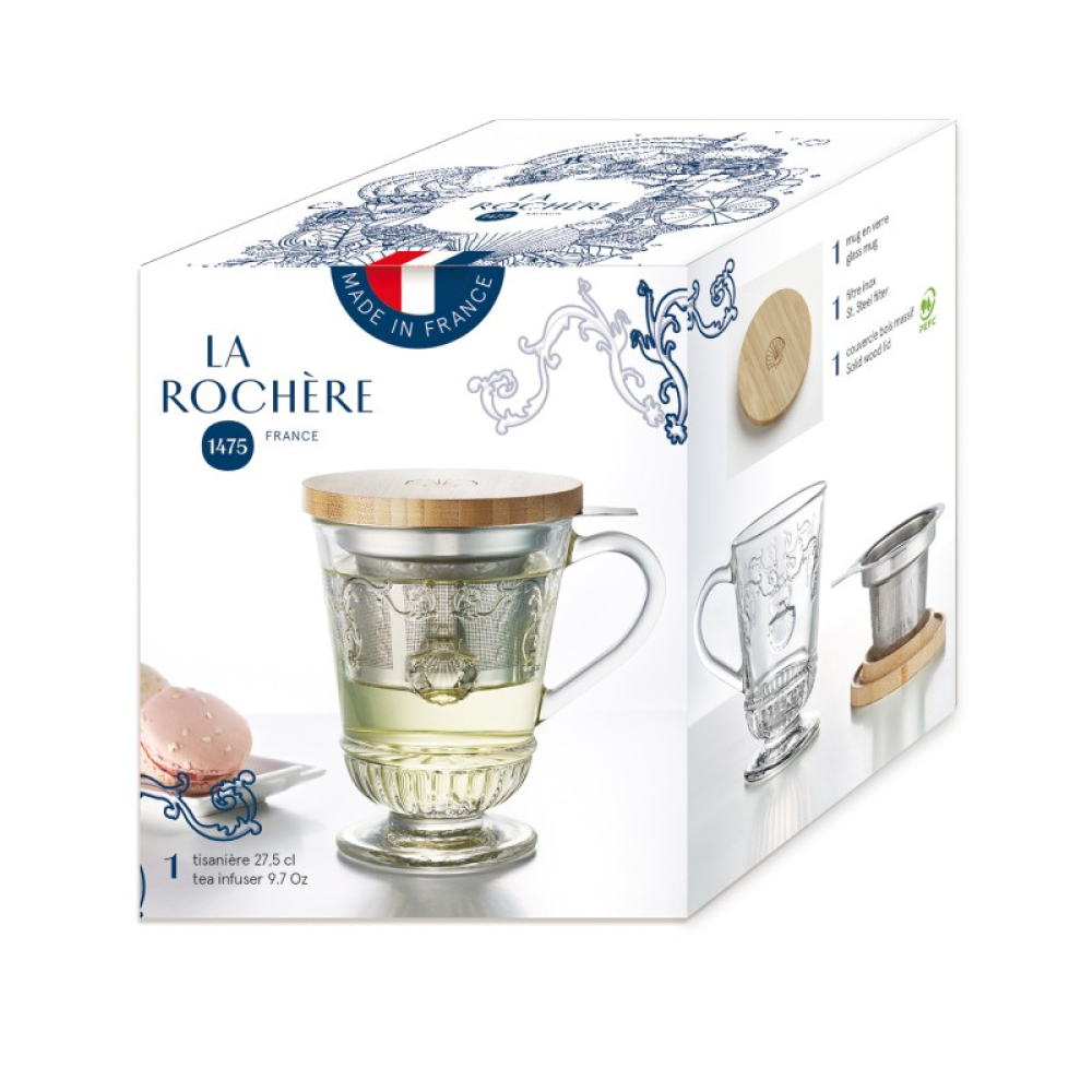 Кружка для чая La Rochere VERSAILLES с крышкой и ситечком, выс. 11,5 см, 270 мл