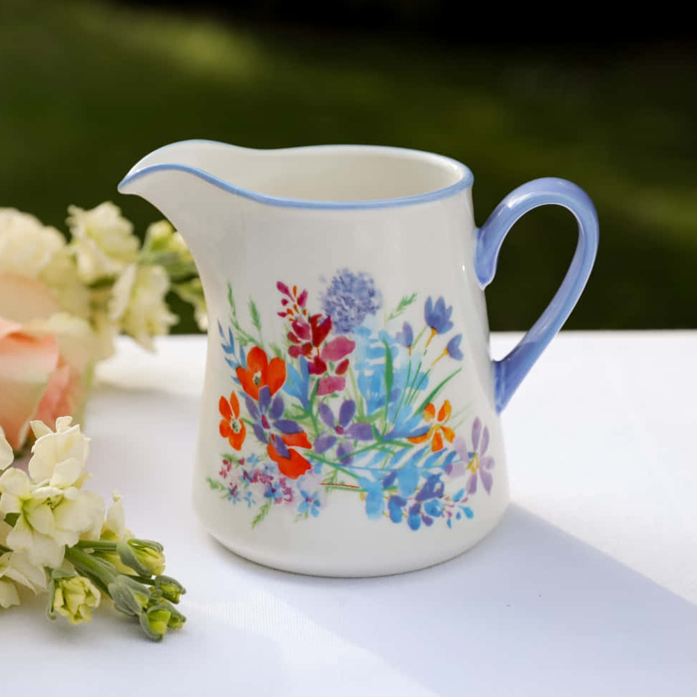 Глечик для вершків London Pottery VISCRI MEADOW, кераміка, слонова кістка/васильковий синій, 250 мл