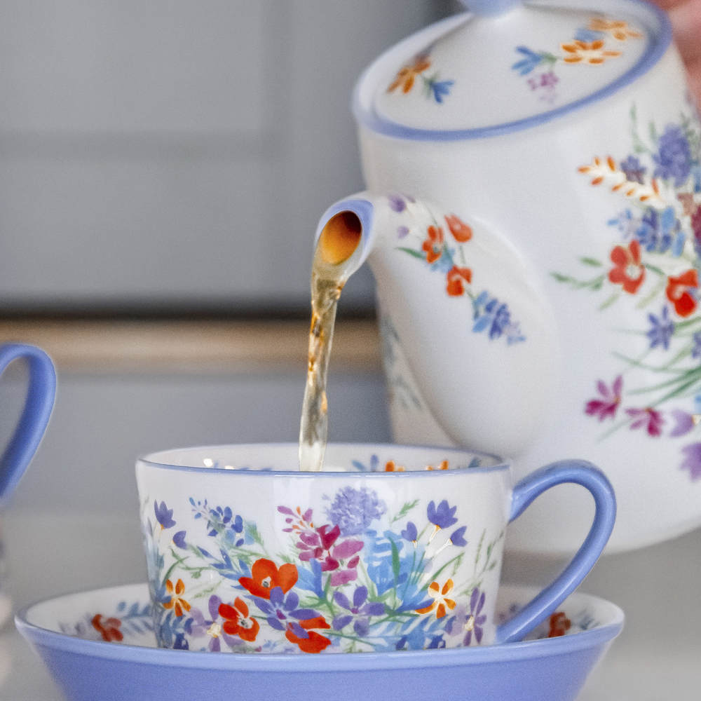 Чайник заварочный London Pottery VISCRI MEADOW, керамика, слоновая кость/васильковый синий, 900 мл