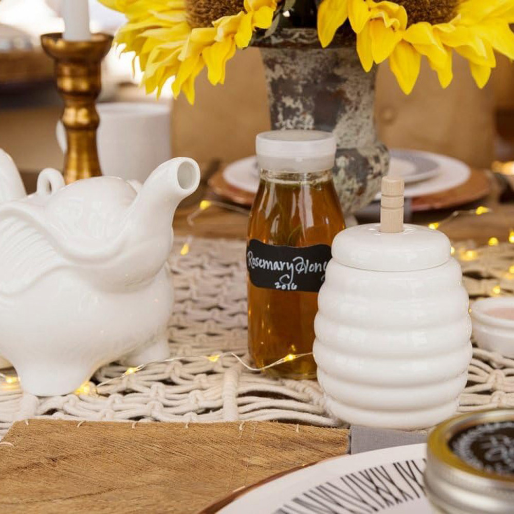 Емкость для меда La Porcellana Bianca MENAGE с ложкой, фарфор, 11 х 8,5 см