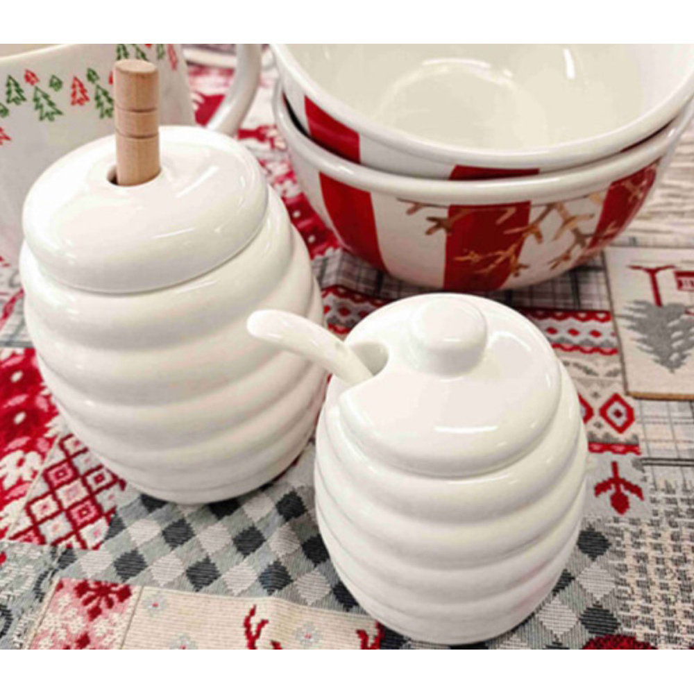 Емкость для меда La Porcellana Bianca MENAGE с ложкой, фарфор, 11 х 8,5 см