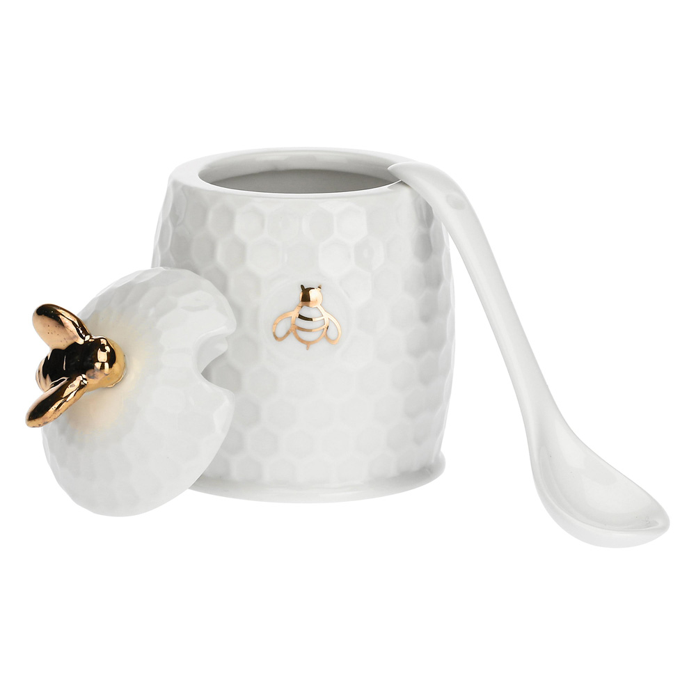 Сахарница с ложкой La Porcellana Bianca APEREGINA ORO, фарфор, 10 х 6,5 см