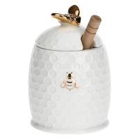 Емкость для меда с ложкой La Porcellana Bianca APEREGINA ORO, фарфор, 12 х 8 см