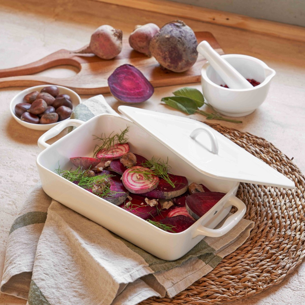 Форма для запекания с крышкой прямоугольная La Porcellana Bianca POPPI, фарфор, 13 х 22 х 5 см