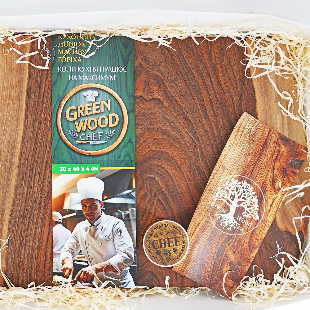 Дошка обробна Green Wood Chef, прямокутна, горіх, 30 х 40 х 4 см