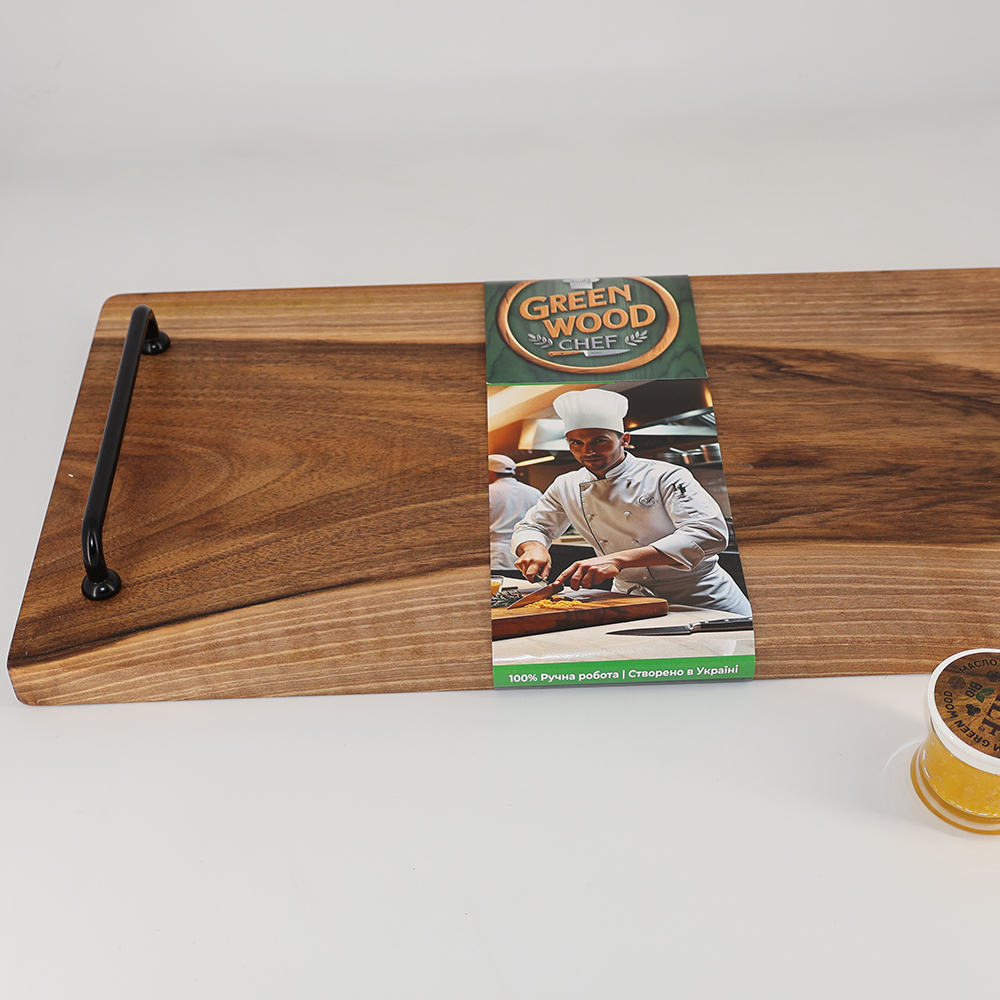Доска разделочная с ручками Green Wood Chef, прямоугольная, орех, 25 х 50 х 2 см