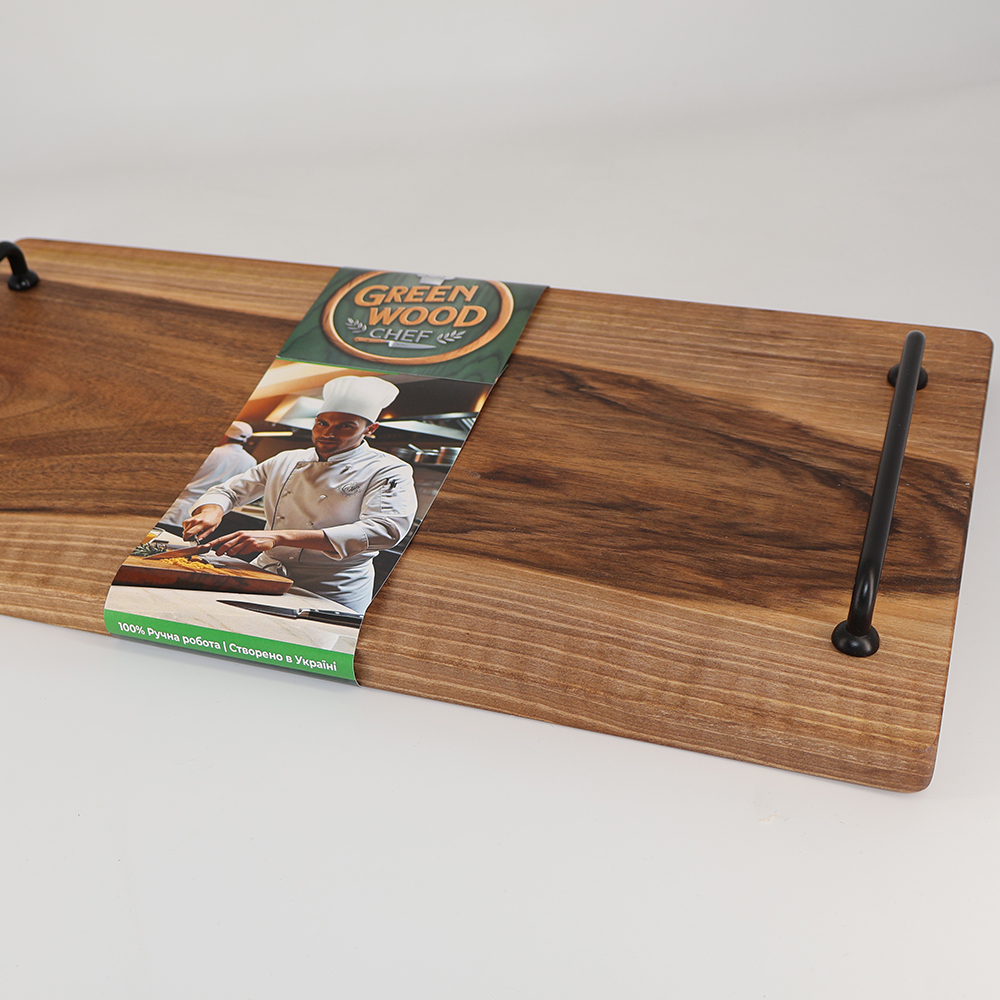 Доска разделочная с ручками Green Wood Chef, прямоугольная, орех, 25 х 50 х 2 см