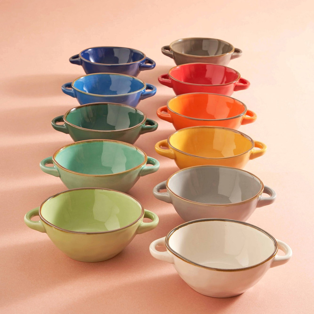 Миска для супа з ручками Rose&Tulipani Milano CONCERTO OCRA, керамограніт, охра, 600 мл