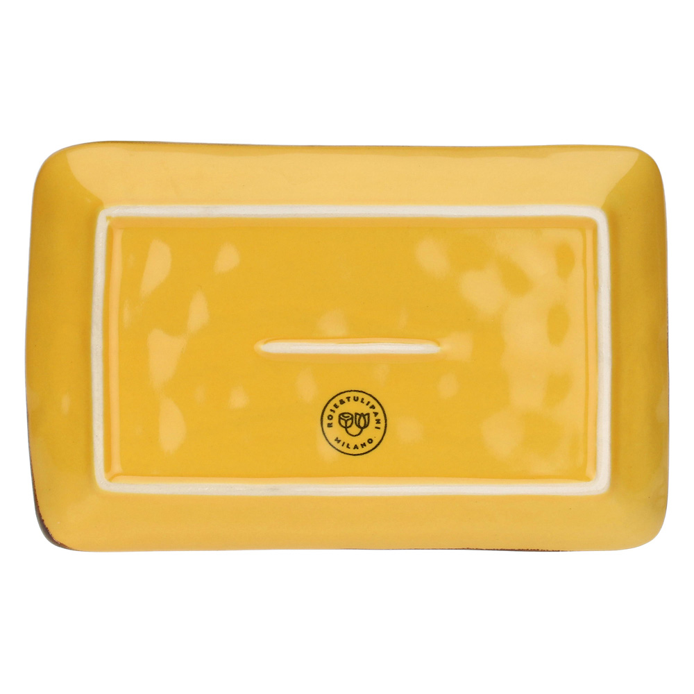 Блюдо сервірувальне прямокутне Rose&Tulipani Milano CONCERTO OCRA, керамограніт, охра, 20 х 13 см