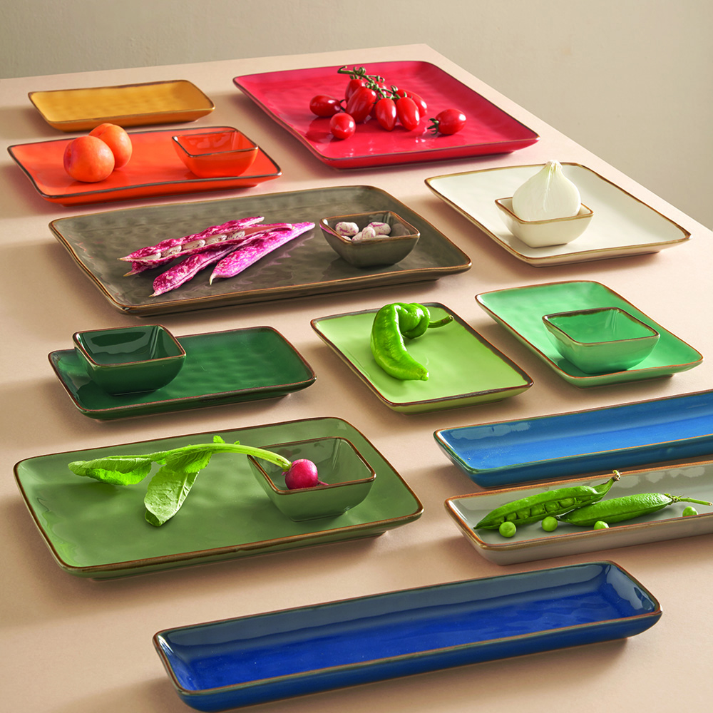 Блюдо сервірувальне прямокутне Rose&Tulipani Milano CONCERTO OCRA, керамограніт, охра, 36 х 26,5 см