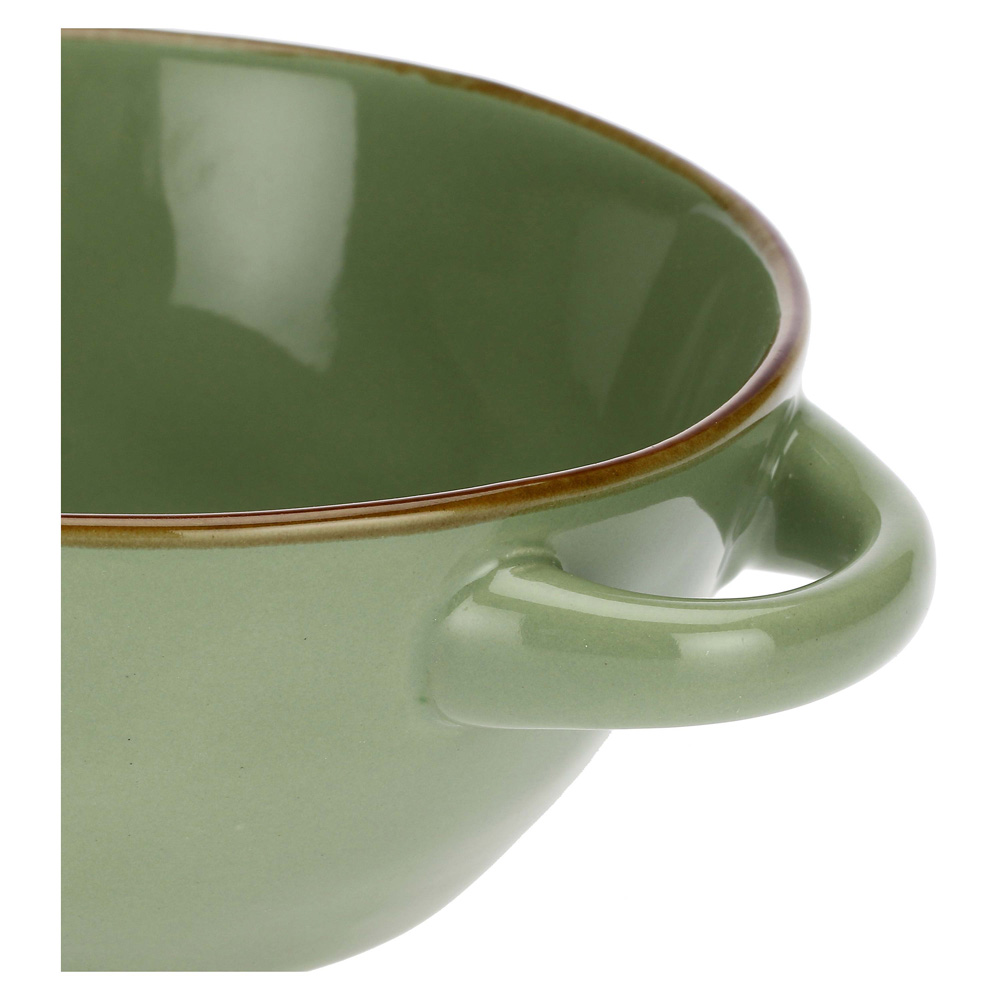 Миска для супа з ручками Rose&Tulipani Milano CONCERTO VERDE OLIVA, керамограніт, олива, 600 мл