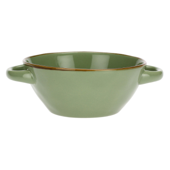Миска для супа з ручками Rose&Tulipani Milano CONCERTO VERDE OLIVA, керамограніт, олива, 600 мл