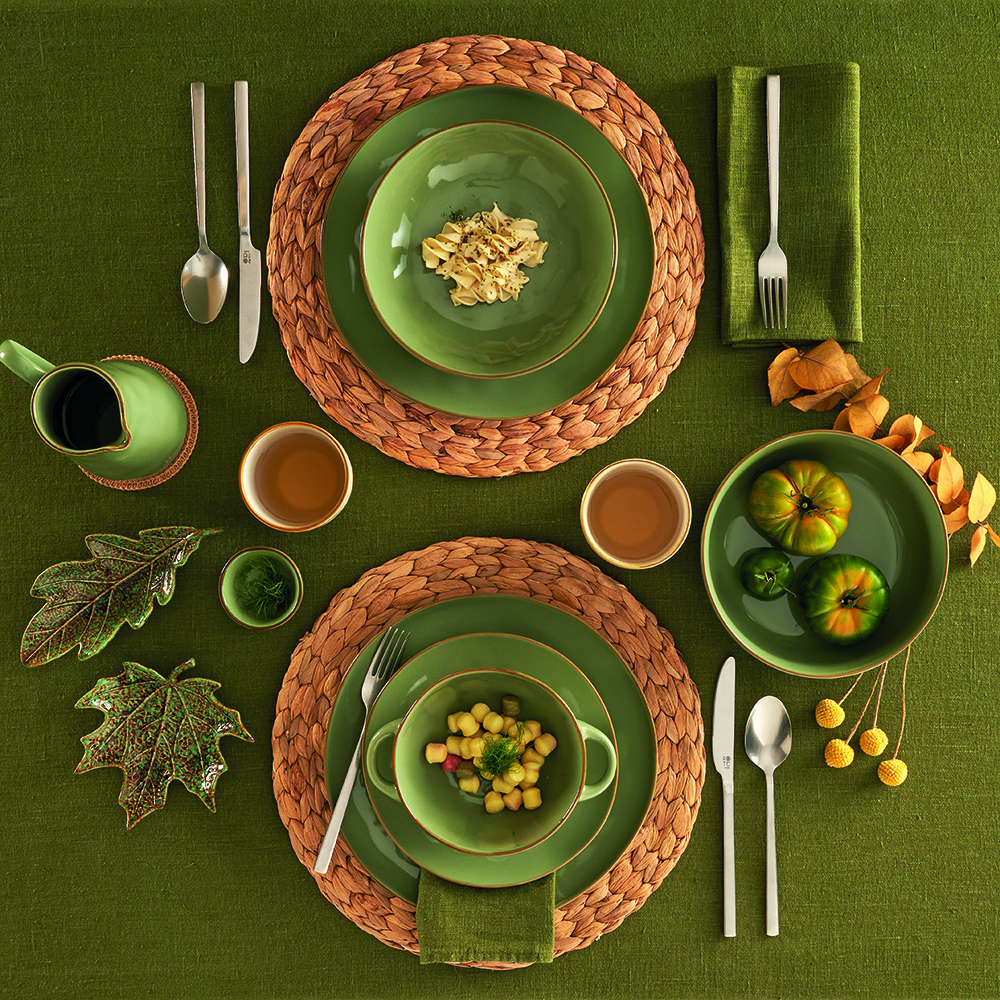 Миска для салату Rose&Tulipani Milano CONCERTO VERDE OLIVA, керамограніт, олива, діам. 20 см