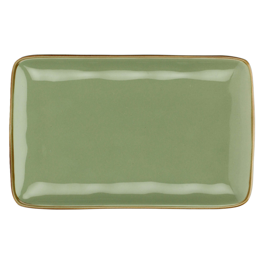 Блюдо сервірувальне прямокутне Rose&Tulipani Milano CONCERTO VERDE OLIVA, керамограніт, олива, 20 x 13 cм