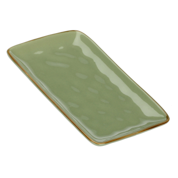 Блюдо сервірувальне прямокутне Rose&Tulipani Milano CONCERTO VERDE OLIVA, керамограніт, олива, 20 x 13 cм