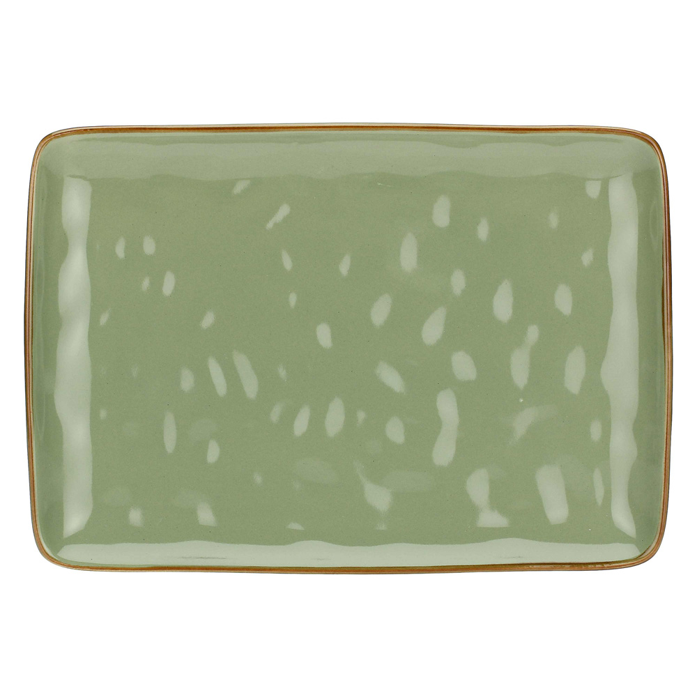 Блюдо сервірувальне прямокутне Rose&Tulipani Milano CONCERTO VERDE OLIVA, керамограніт, олива, 27 x 19 cм