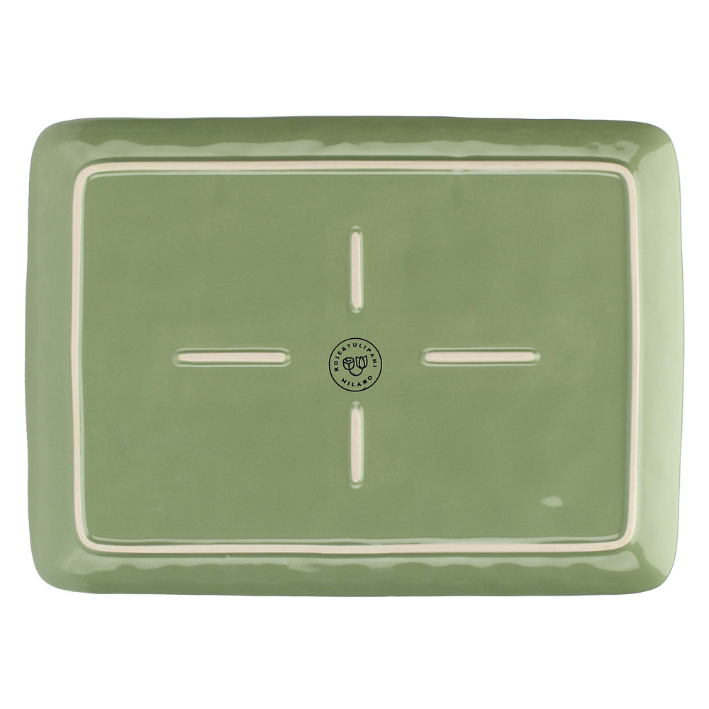Блюдо сервірувальне прямокутне Rose&Tulipani Milano CONCERTO VERDE OLIVA, керамограніт, олива, 36 х 26,5 см