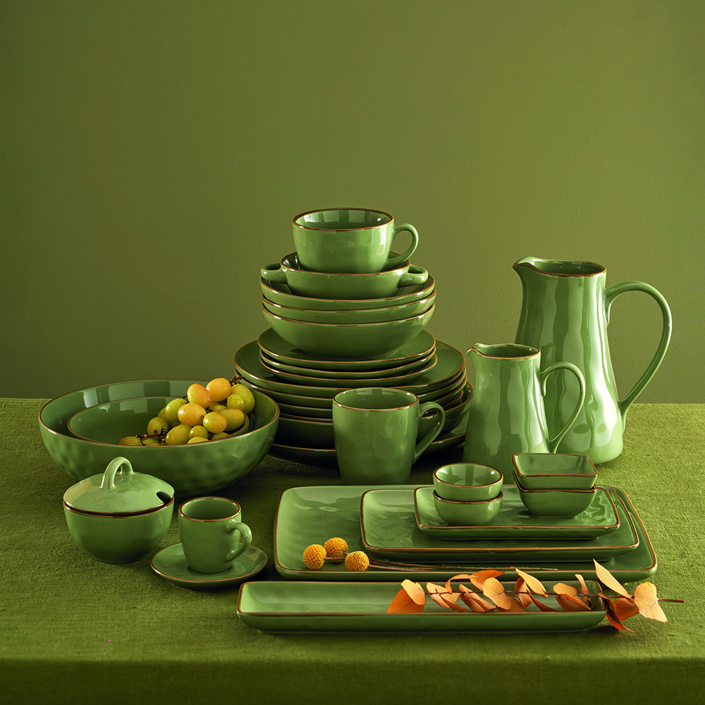 Блюдо сервірувальне прямокутне Rose&Tulipani Milano CONCERTO VERDE OLIVA, керамограніт, олива, 36 х 26,5 см