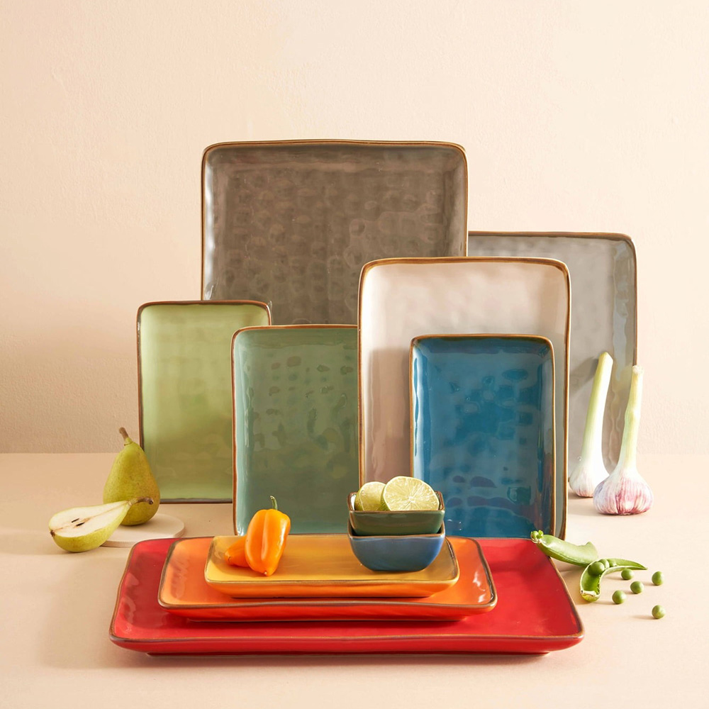 Блюдо сервірувальне прямокутне Rose&Tulipani Milano CONCERTO VERDE OLIVA, керамограніт, олива, 36 х 26,5 см