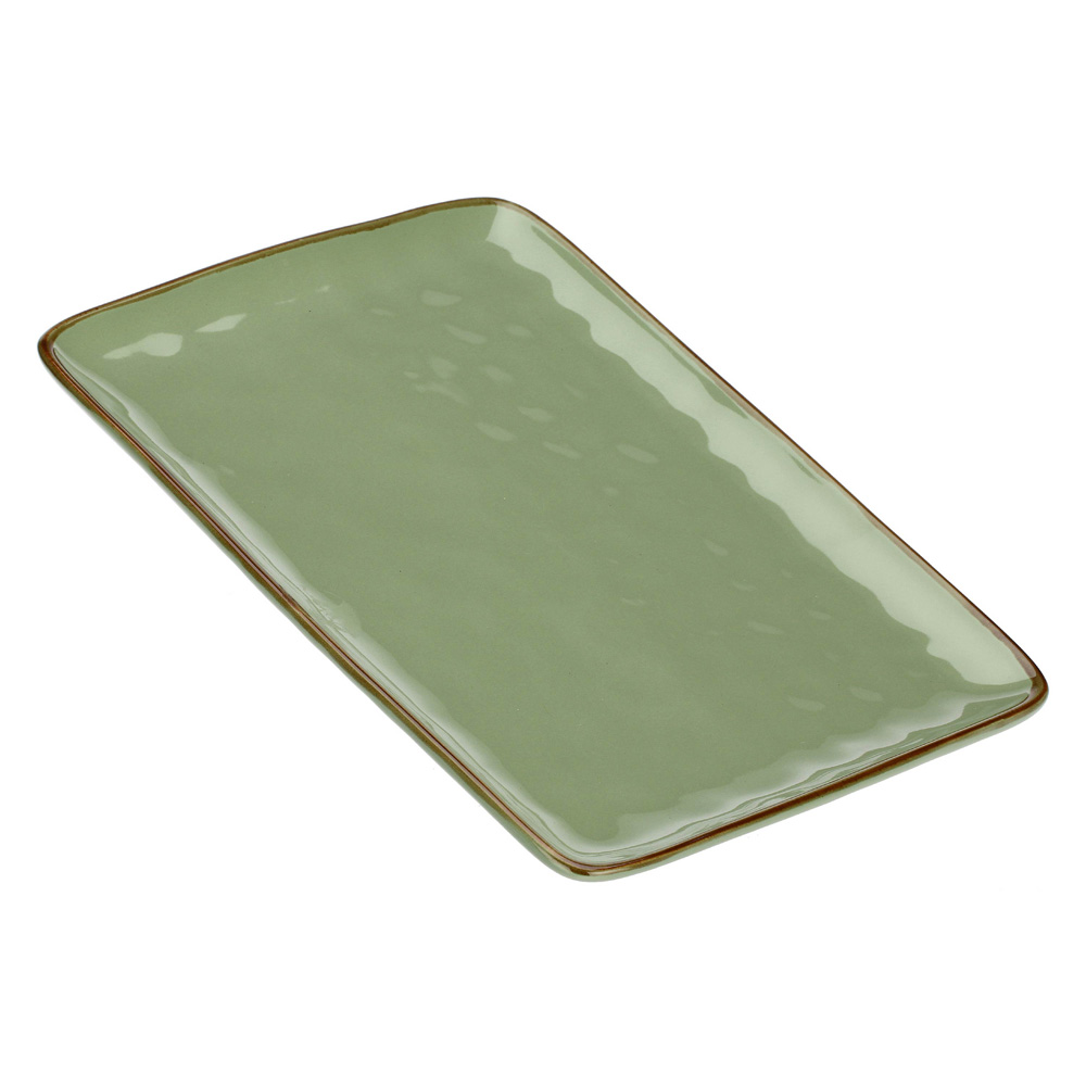 Блюдо сервірувальне прямокутне Rose&Tulipani Milano CONCERTO VERDE OLIVA, керамограніт, олива, 36 х 26,5 см