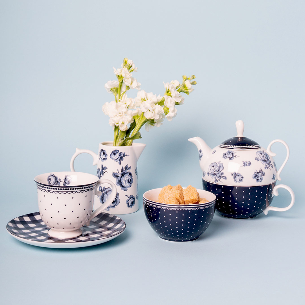 Мисочка Katie Alice VINTAGE INDIGO Gingham, фарфор, диам. 5,5 см, 180 мл